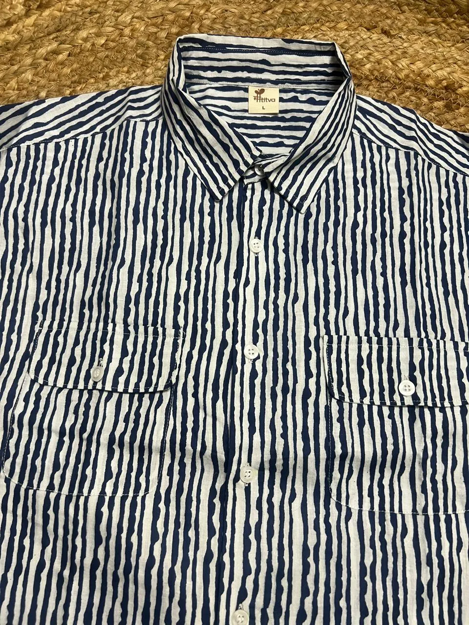 Maatitva Blue Rain Eco Artisan Cotton Mens Shirt view 2