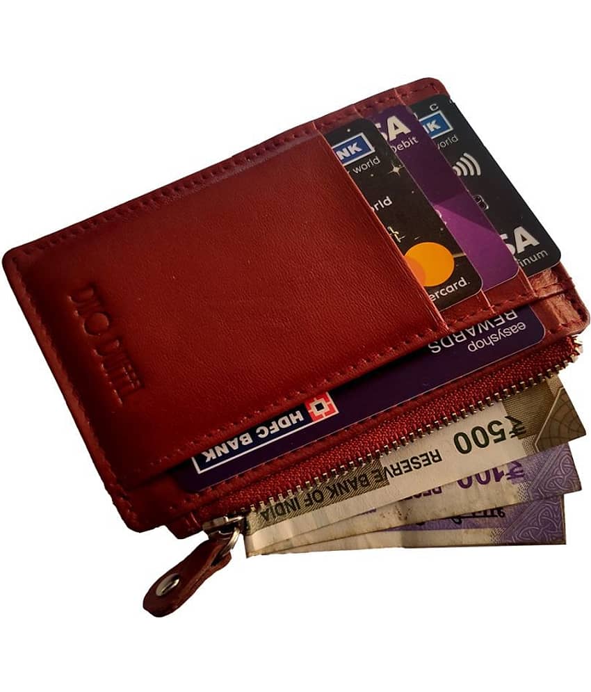 RFID Protected Men Genuine Leather Zip Clouser Card Holder view 2