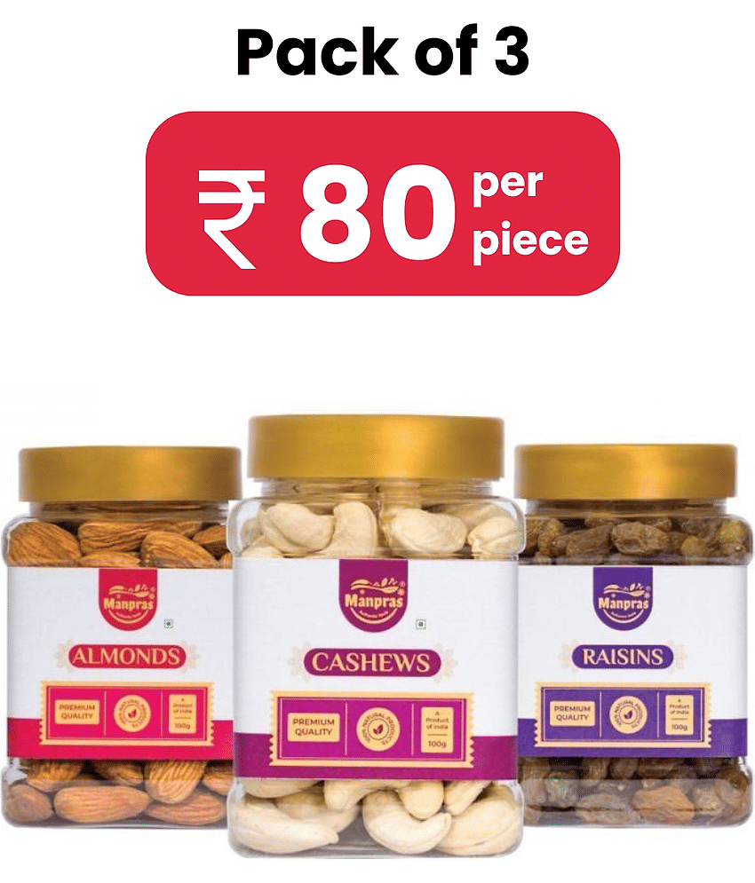 MANPRAS COMBO CASHEW-ALMOND-RAISIN-100G EACH [PACK OF 3] view 2