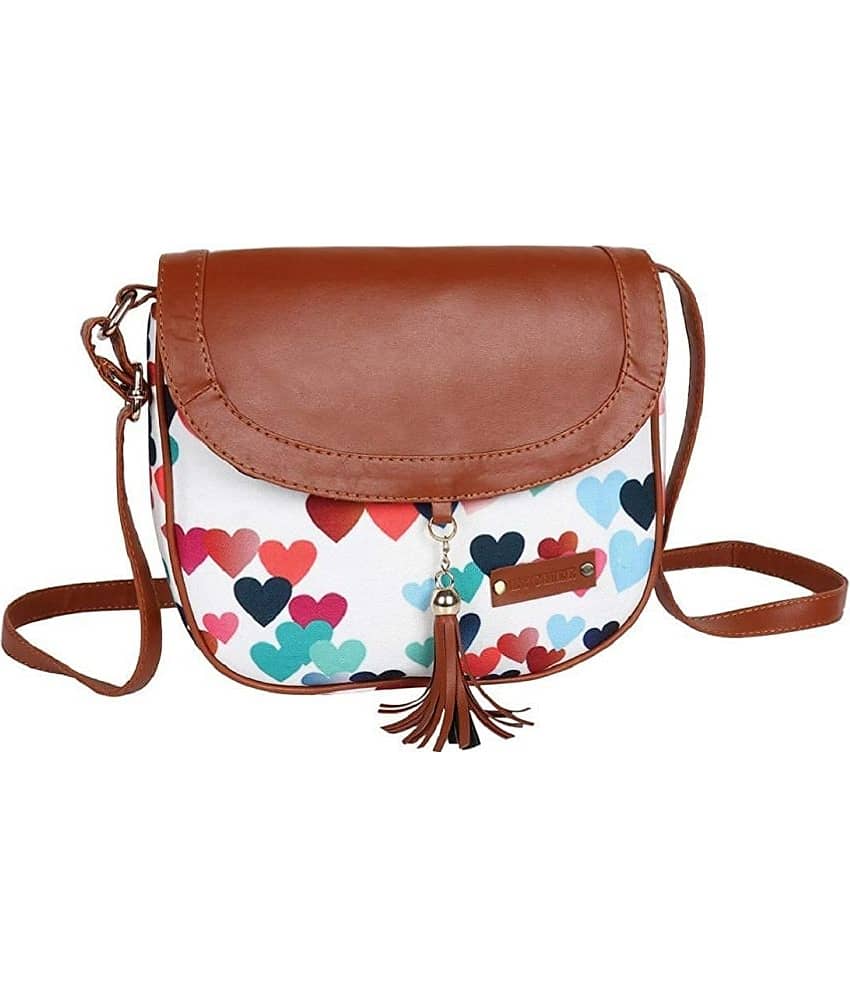 Lychee Bags Sling Bag Canvas Set of 1 ( White )