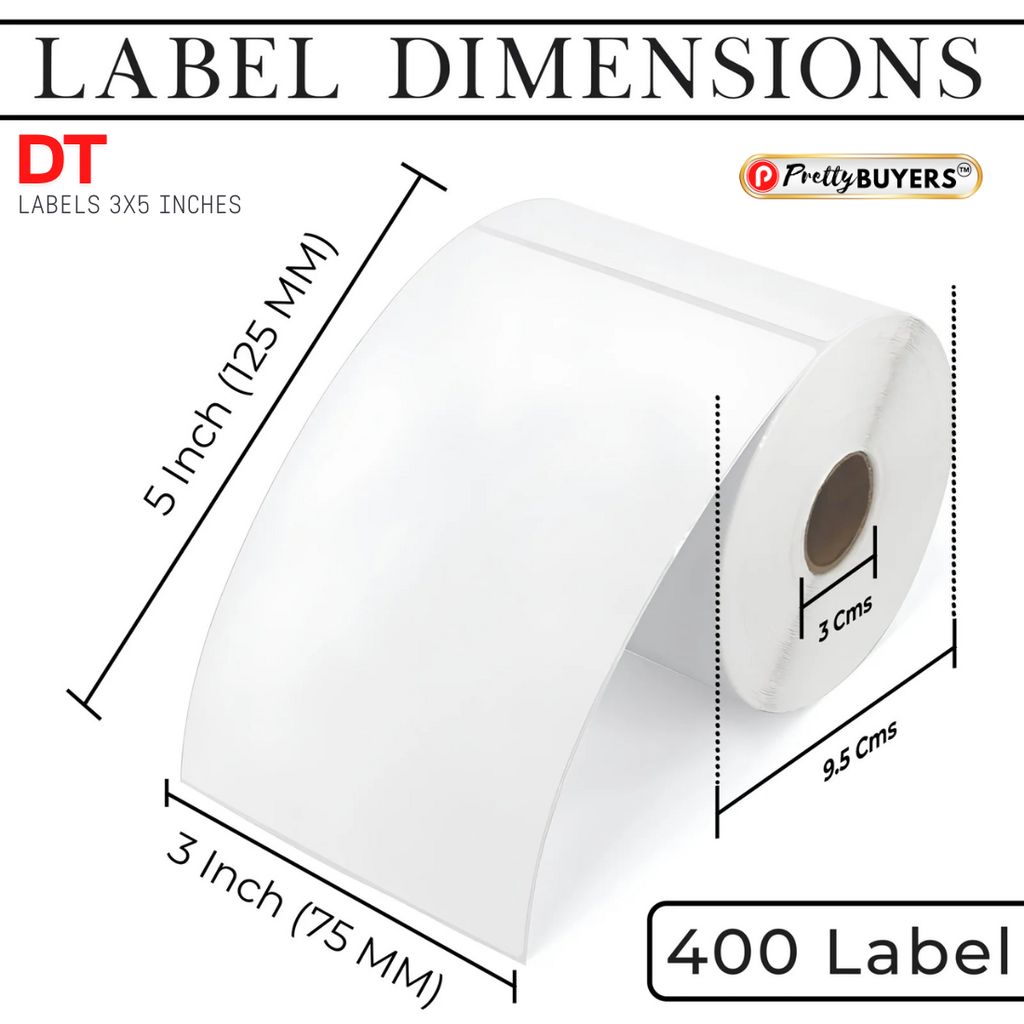 PrettyBuyers DT Labels 3x5 Inches for Shipping Label Printing 400 Labels Per Roll (Pack of 2 Roll) view 2