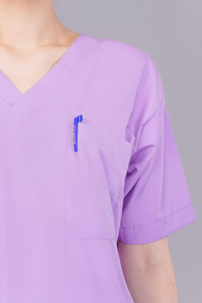 Scrub Suit | 5-Pockets Scrub | Lilac Color | Unisex Pattern | Set Of Upper & Bottom | Comfortable | Durable | Best Fitted For Medical Professionals view 2