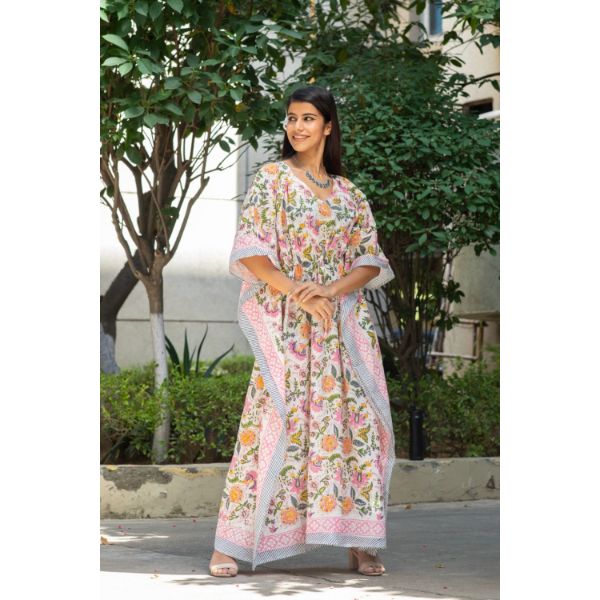Pink City Placidity Long Kaftan Pink (52 Inch) view 2