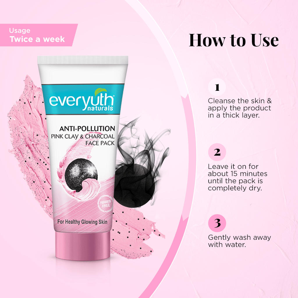 Everyuth Naturals Anti Pollution Pink Clay & Charcoal Face Pack 50g view 2
