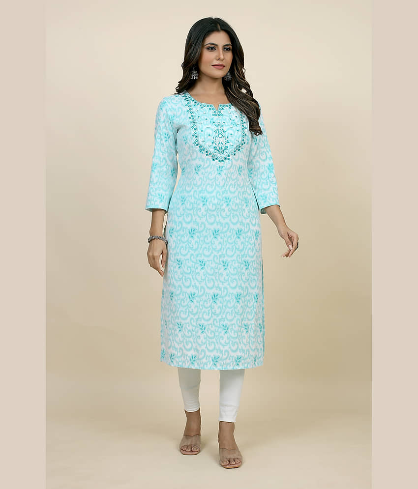 SARRAS Cotton Printed Straight Women's Kurti - Green ( Pack of 1 )