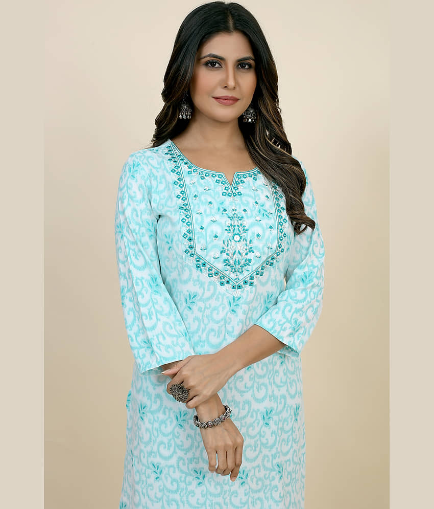SARRAS Cotton Printed Straight Women's Kurti - Green ( Pack of 1 ) view 2