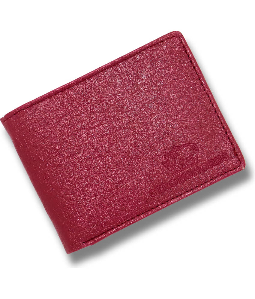 STRONG HORNS PU Engraved Men's Regular Wallet With 5 Slots For Card ( Maroon , Pack of 1 )