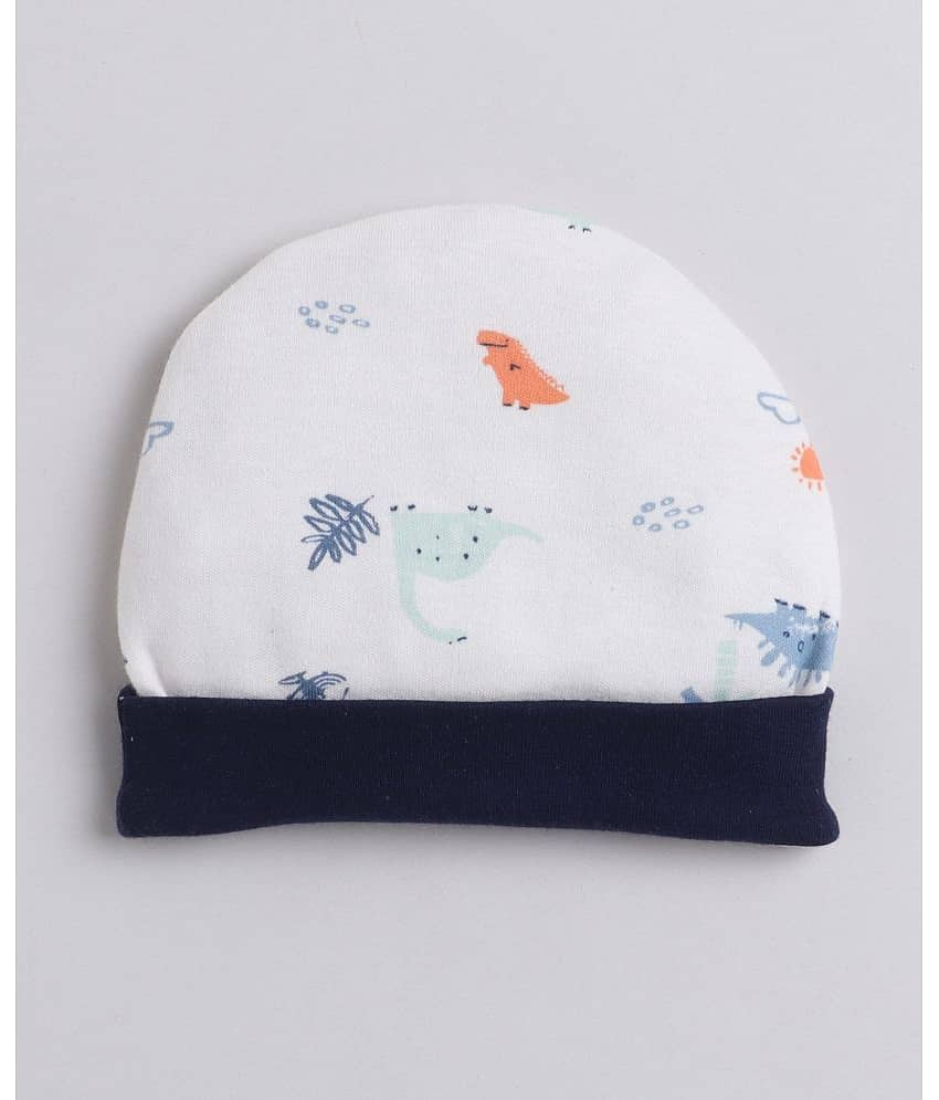 BUMZEE White & Navy Boys Cotton Cap Mitten Bootie Set Age - 0-3 Months view 2