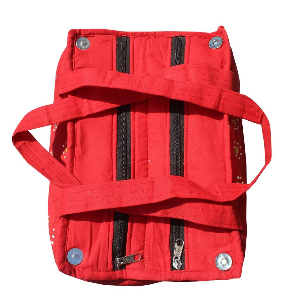 Mandhania Eco Friendly Cotton Mirror Patchwork Shoulder Bag for Women Red view 2