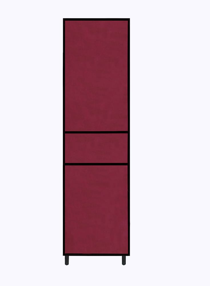 PHILOSHOP 4-Shelves Durable Metal Frame Modular Collapsible Wardrobe with 10-Inch Gapping in each Shelf & 100 GSM Fabric in Maroon view 2