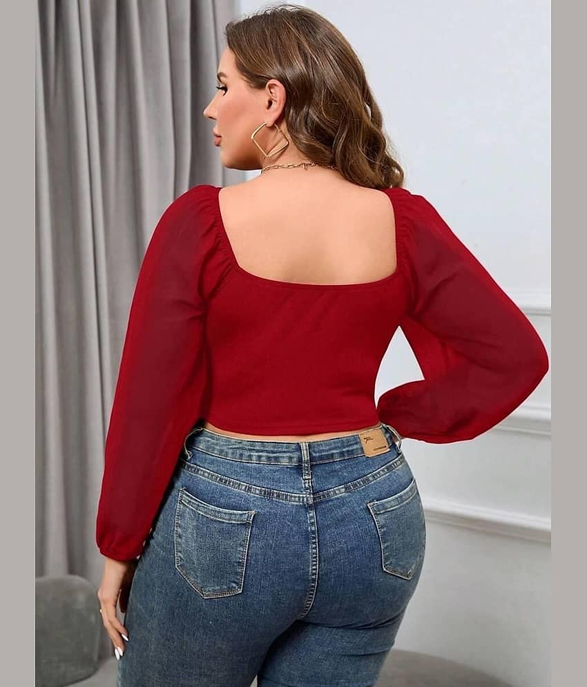 kotty Women's Viscose Crop Top ( Red ) view 2