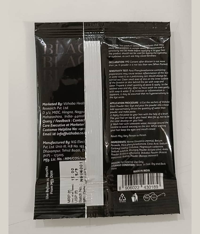 Vithoba Natural Temporary Hair Color 120 g Black view 2