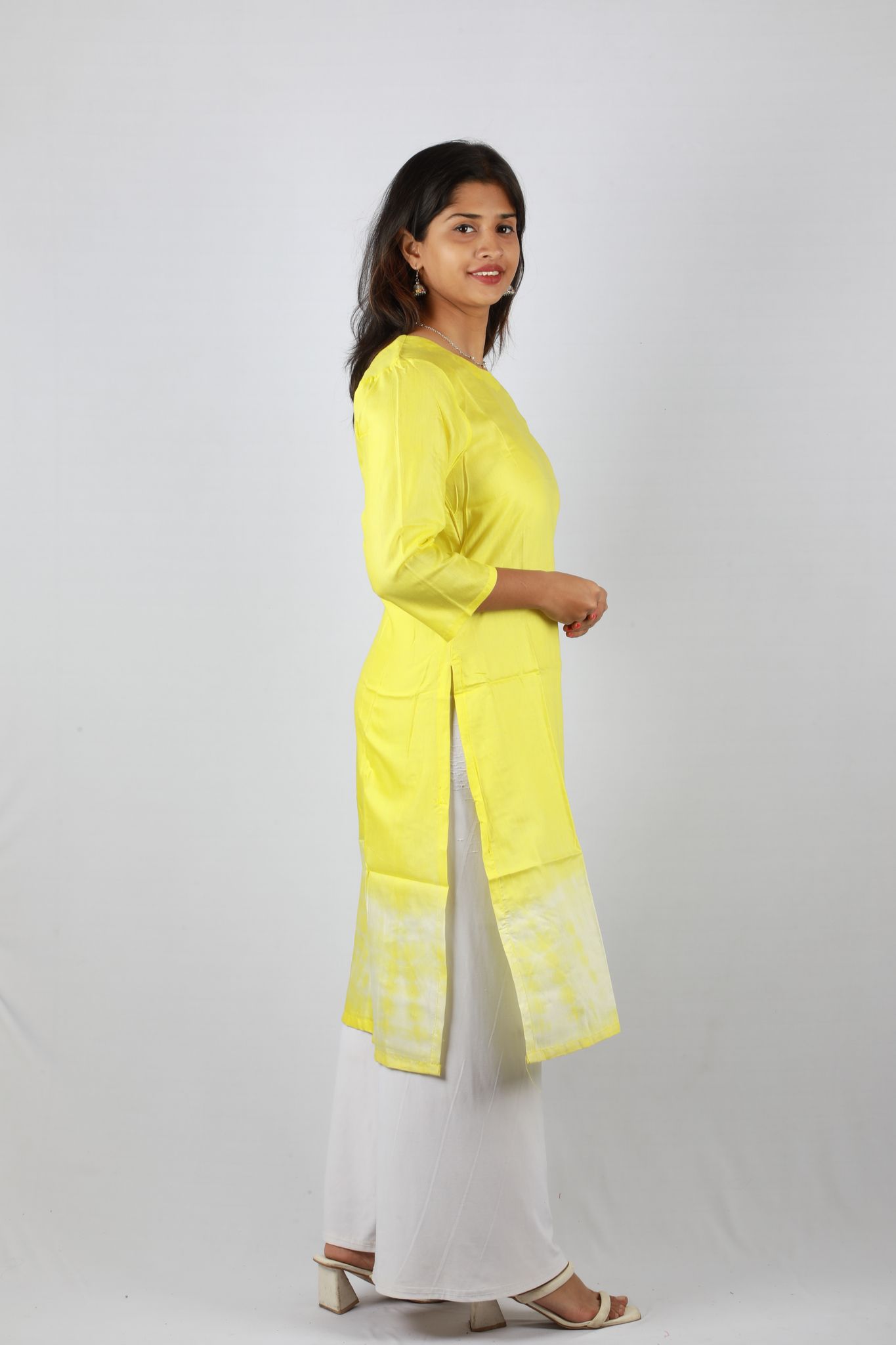 The Rashmi Shikha Lemon Yellow Women Long Kurti view 2