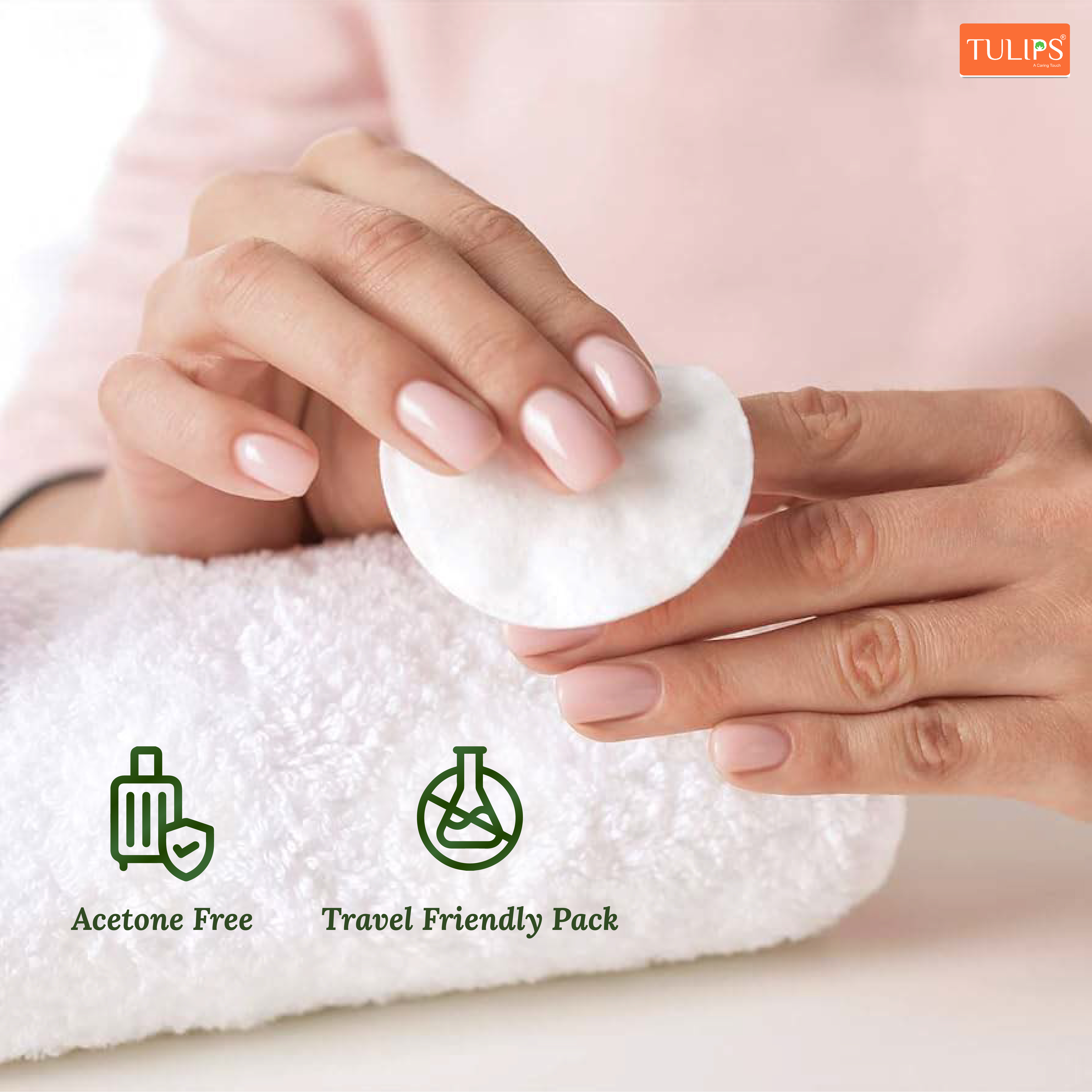 Tulips Nail Polish Remover Wipes, Acetone free, Convenient Pre-Moistened (GreenApple) (Pack of 2) view 2