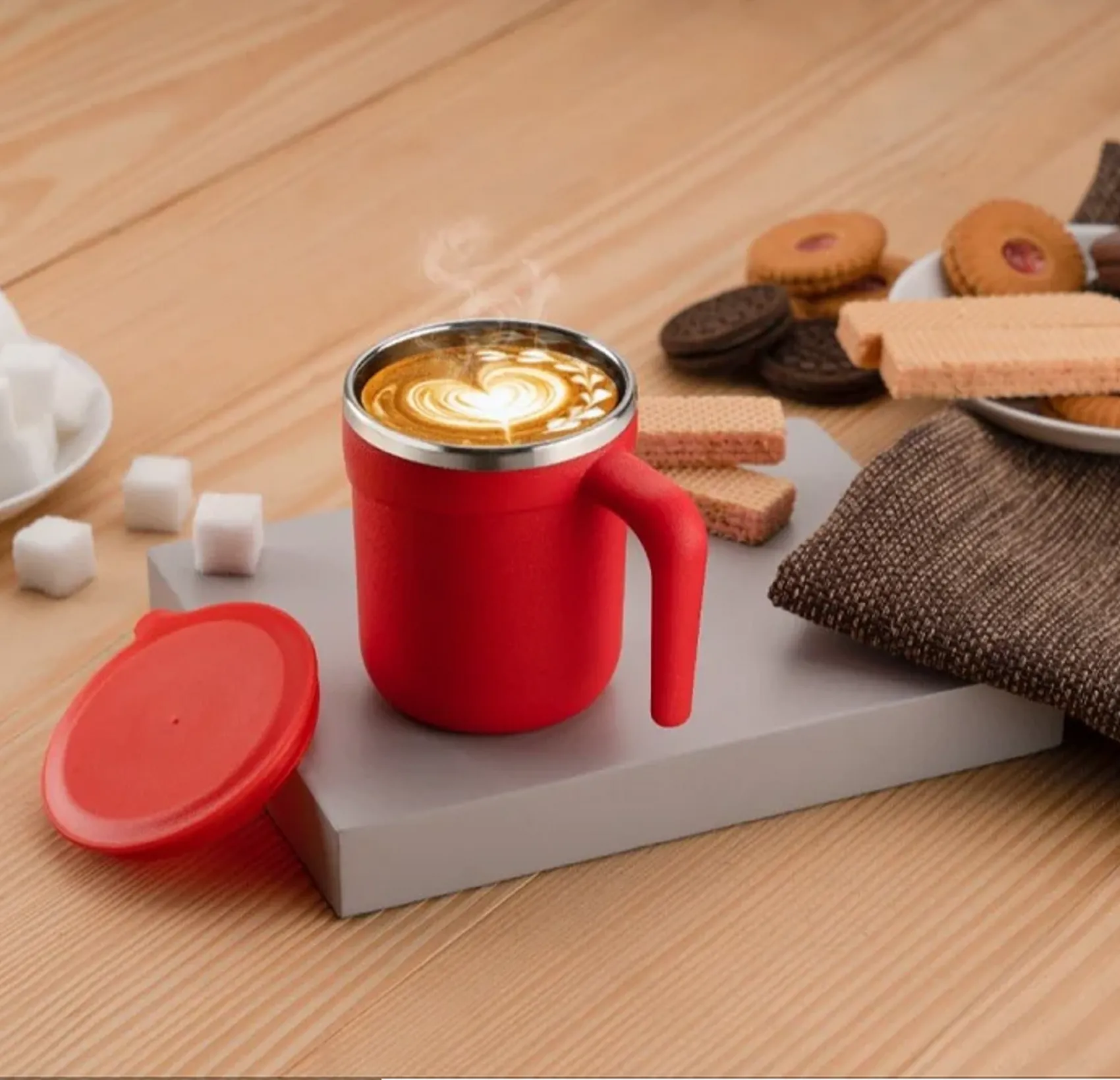 Coffee Tea Milk Mug with Lid Insulated Stainless Steel view 2