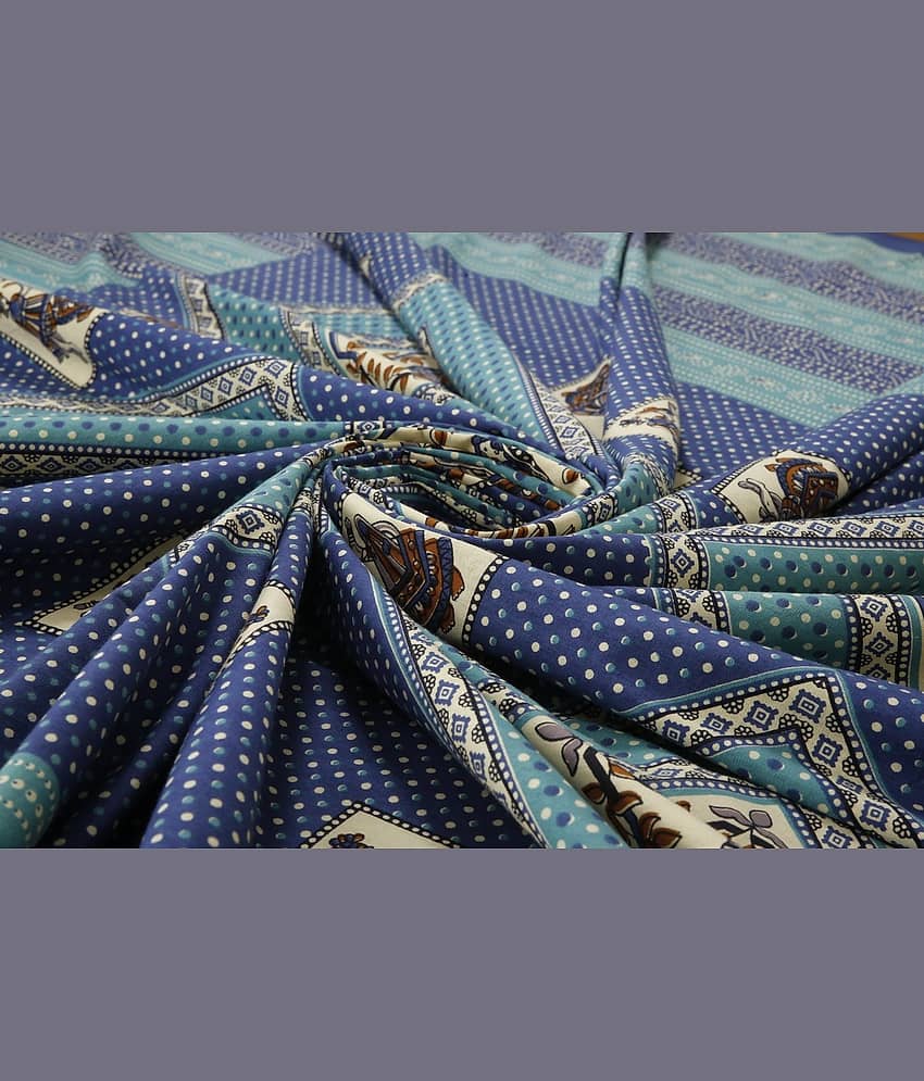 PETROSOLY Cotton 1 Double Queen Bedsheet with 2 Pillow Covers ( Blue ) view 2