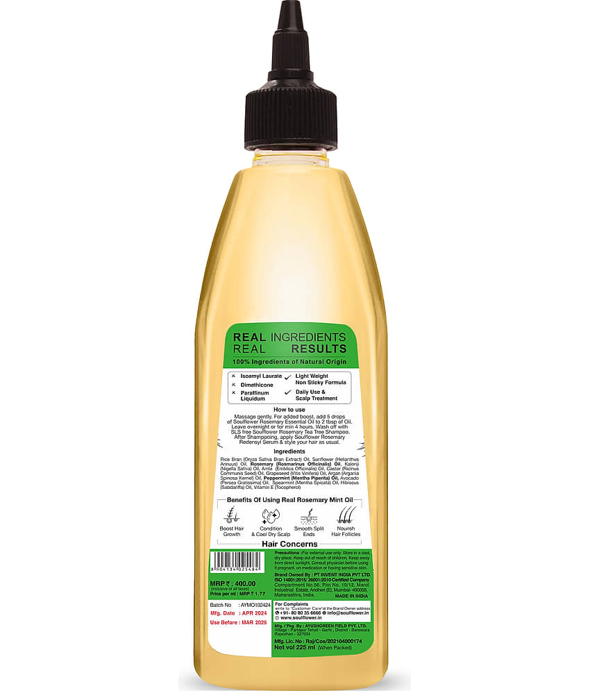 Soulflower Rosemary Mint Light Hair Strengthening Oil (225 ml) view 2