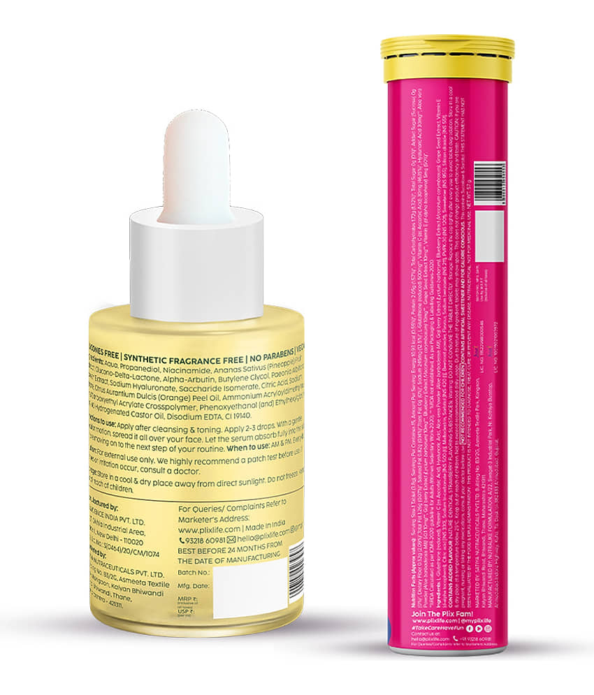 Plix Glutathione Skin Glow 15 Effervescent Tablets and Pineapple Serum Combo Unisex(Pack of 2) view 2