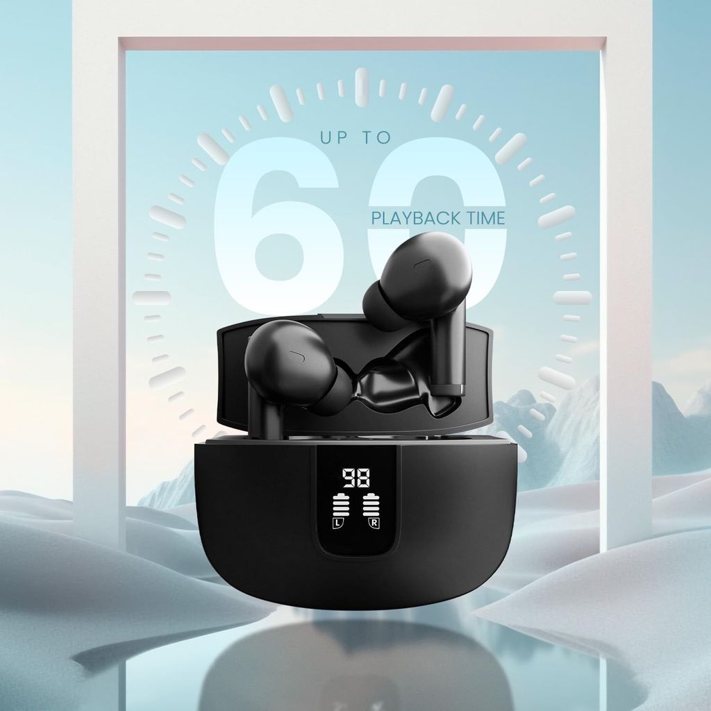 CELLECOR BroPods CB33 TWS with 60 Hours Playtime, Digital Display, Automatic Pairing, HD Sound and 5.1V Bluetooth - Black view 2