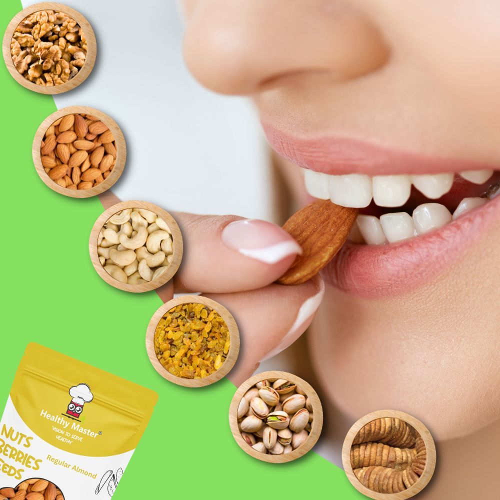 Healthy Master Dry Fruit Combo (Banyan GRP Cashew Med 200 gm, Regular Almond 200 gm, Afghanie Anjeer 250 gm, California Pista 200 gm, Walnut Giri 250 gm, Indian Gold Kismis, 200 gm) - Pack of 6 view 2