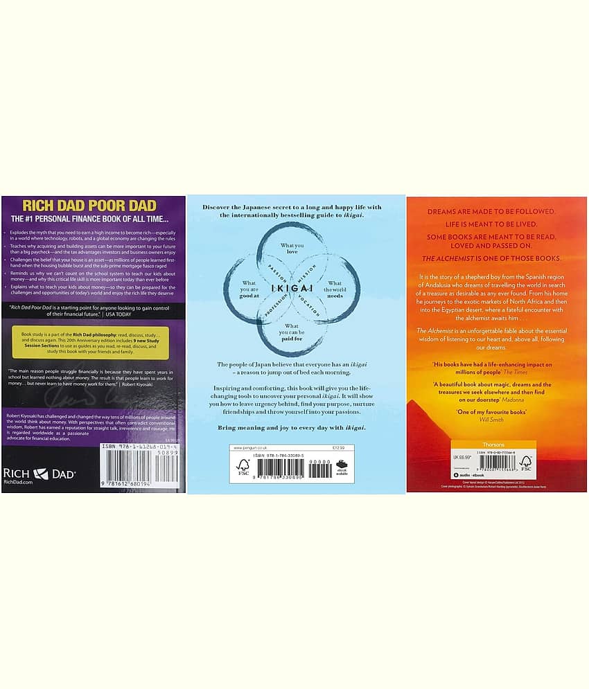 Rich Dad Poor Dad + Ikigai+ Alchemist (Paperback) By Robert T. Kiyosaki, Garcia Hector,Paulo Coelho view 2