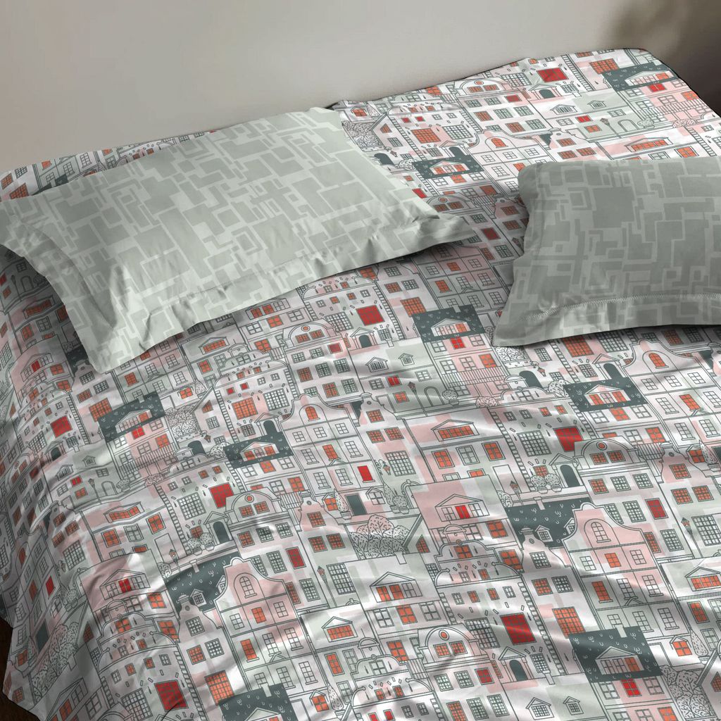 Trident Queen Sheet Set, 100% Cotton, 144 Thread Count, Queen Size Bedsheet Set with 2 Pillow Covers, Superior Softness, Oeko-Tex Certified, Dusk and Down Bedsheets Collection view 2