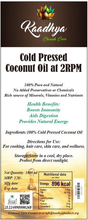 100% Pure Cold Pressed Coconut Oil - 1000ml - Boosts Immunity, Aids Digestion, Provides Natural Energy" pack of 2 view 2