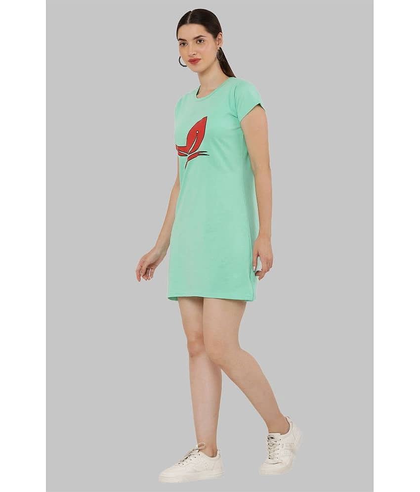 PREEGO - Lime Green Cotton Blend Women's Nightwear Night T-Shirt ( Pack of 1 ) view 2