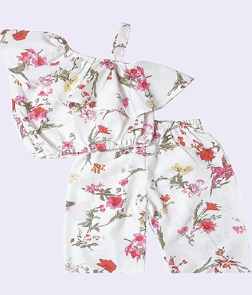 harshvardhanmart.com Pack of 1 Baby Girls Crepe Top & Trouser ( Off White ) view 2