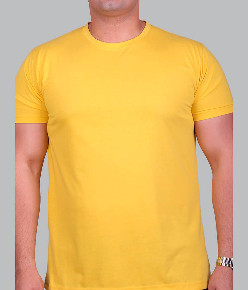 Xmex Pack of 1 Cotton Blend Regular Fit Men's T-Shirt ( Yellow ) view 2
