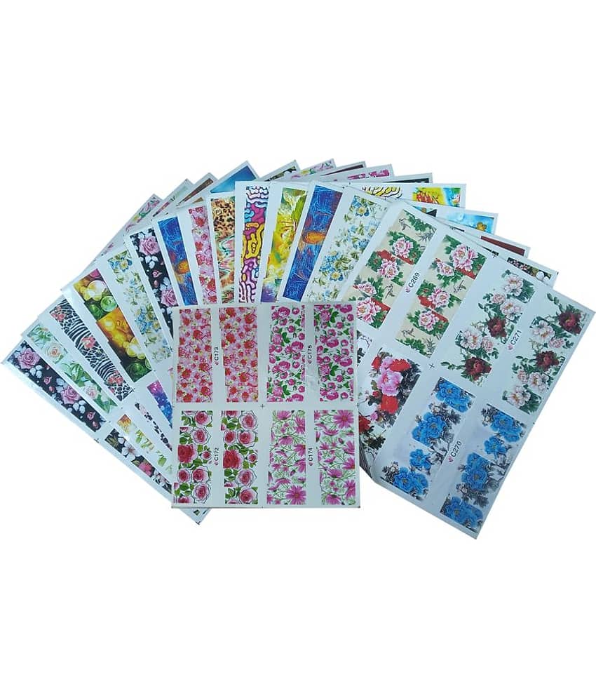FOK 32 Pcs Nail Art Water Stickers Nails Decals Decorations Manicure Tips (Random Design) 50 g view 2