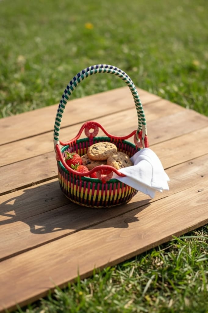 FarmCrane Handwoven Palm Leaf Pooja & Flower Basket view 2