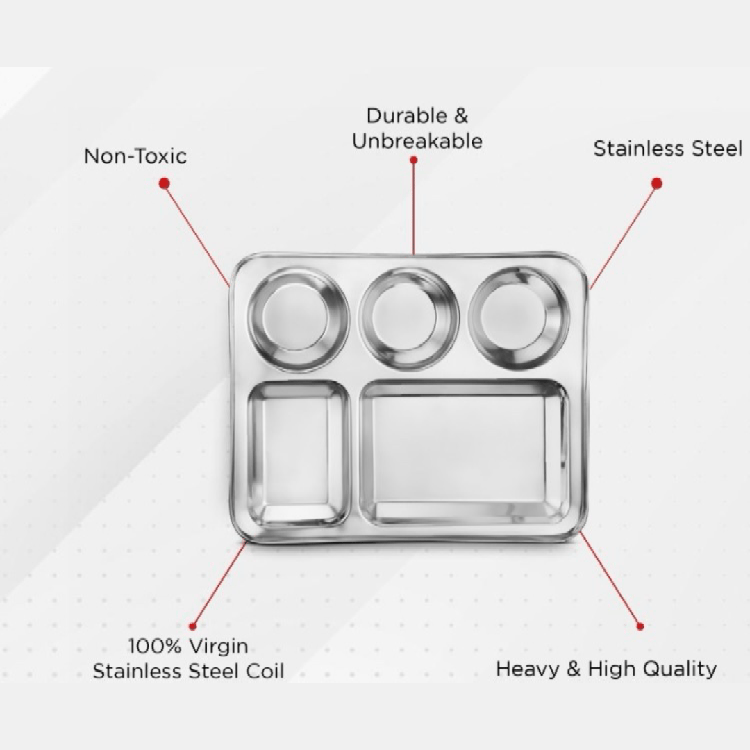 100% Stainless Steel Mirror Finish Bhojan Thali 1 Pc view 2