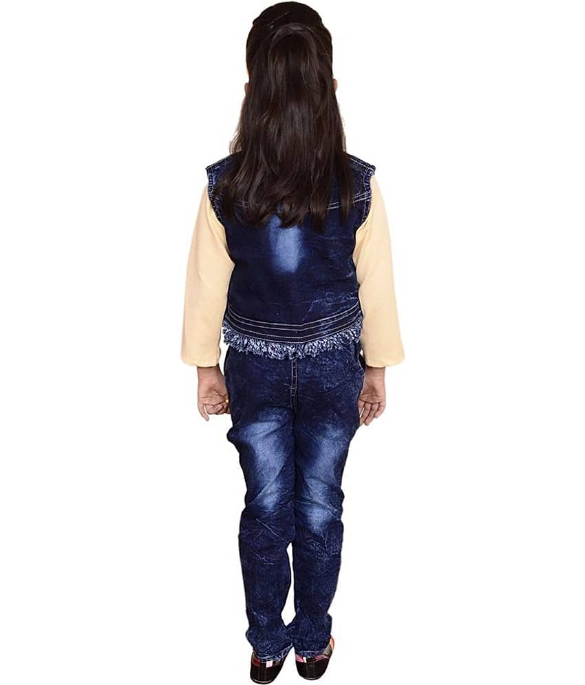 Cherry Tree Girls Denim Top With Jeans ( Yellow ) view 2