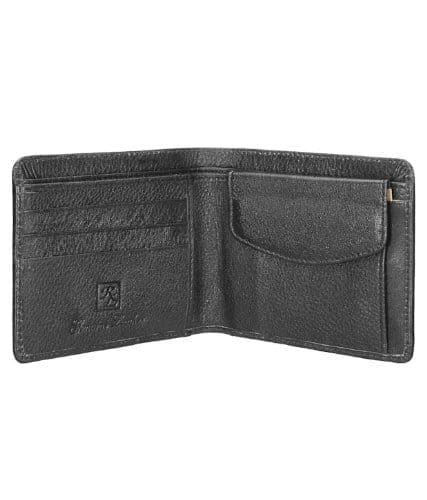 Walletsnbags Hidden Coin Pocket Leather Mens Wallet Black view 2