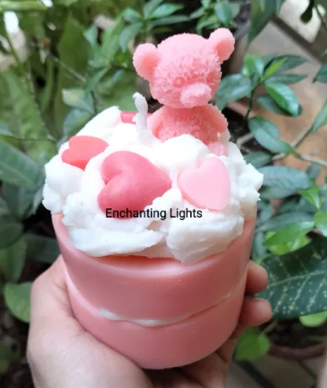 Double layered teddy cake Candle view 2