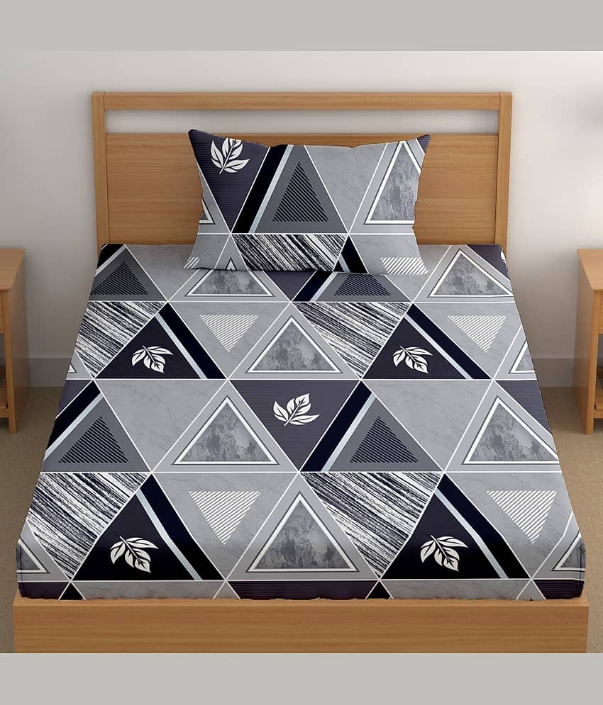 CG HOMES Poly Cotton 1 Single Bedsheet with 1 Pillow Cover ( Gray ) view 2