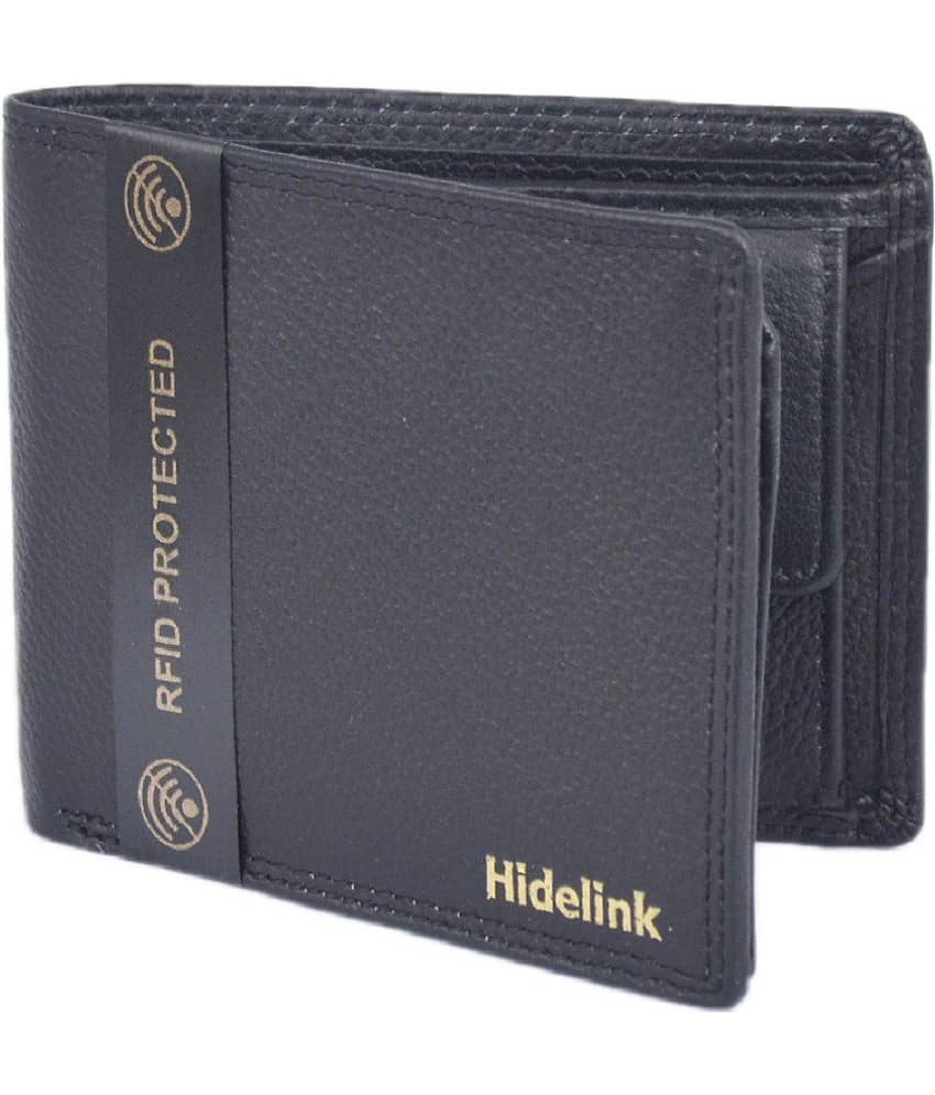 Hidelink 100% Leather Solid Men's Regular Wallet With 7 Slots For Card ( Black , Pack of 1 )
