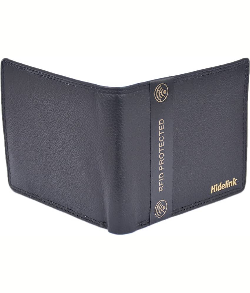 Hidelink 100% Leather Solid Men's Regular Wallet With 7 Slots For Card ( Black , Pack of 1 ) view 2