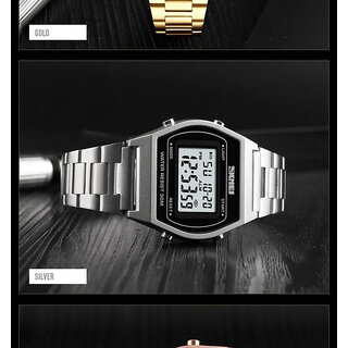 (Pack of 20) Digital Sports Square Dial LED Unisex Stainless Steel Strap Watch for Men and Womens view 2