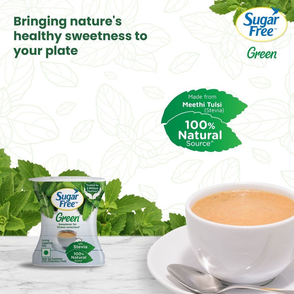 Sugar Free Green Stevia, 100 Pellets |100% Plant-based Natural Sweetener | 100% Natural Meethi Tulsi (Stevia) leaves| Sweet like Sugar but with zero calories | 10g view 2