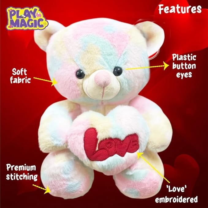 PlayMagic Rainbow Teddy with Heart - 28 cm view 2