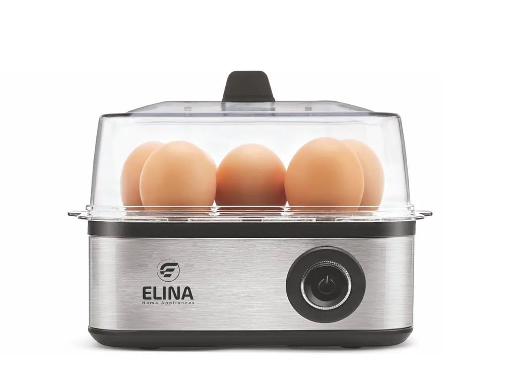 Elina Smart Stainless Steel Egg Boiler and Poacher | Boil up to 8 Eggs, Poach 4 eggs - 500 Watts | 3 Boiling levels: Soft, Middle and Hard | Automatic, Overheat Protection | Easy to clean | 1Year view 2