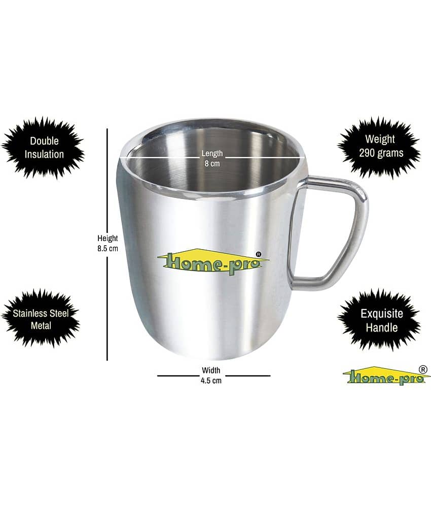 HomePro - Stainless Steel Double Walled Coffee Mug pack of 2, 300ml Each view 2