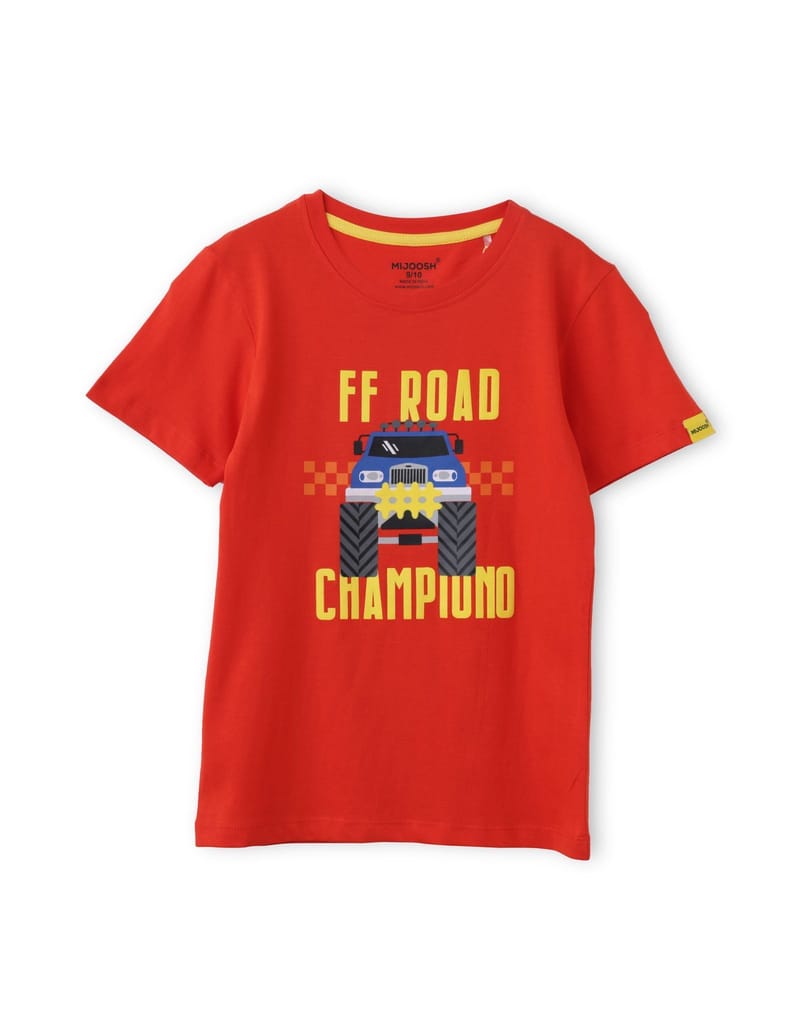 Boys T-Shirt Fiery Red / Blue Coral, Soft Cotton, Ages 7-14 (2pcs pack) view 2