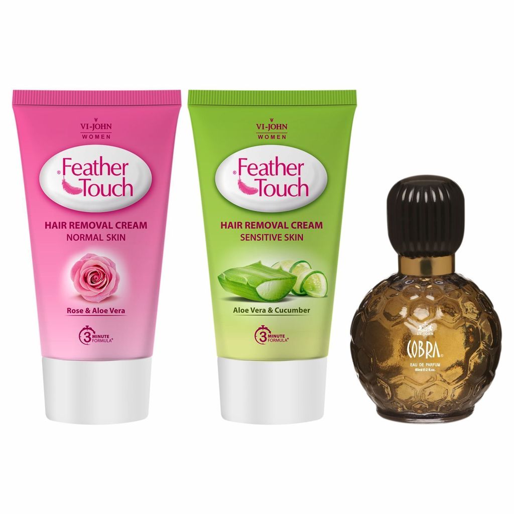 VI-JOHN Feather Touch Women Hair Removal Cream (Rose & Aleovera Cucumber) 40GM& Perfume Cobra Limited Edition 60ML (3 Items in the set) view 2
