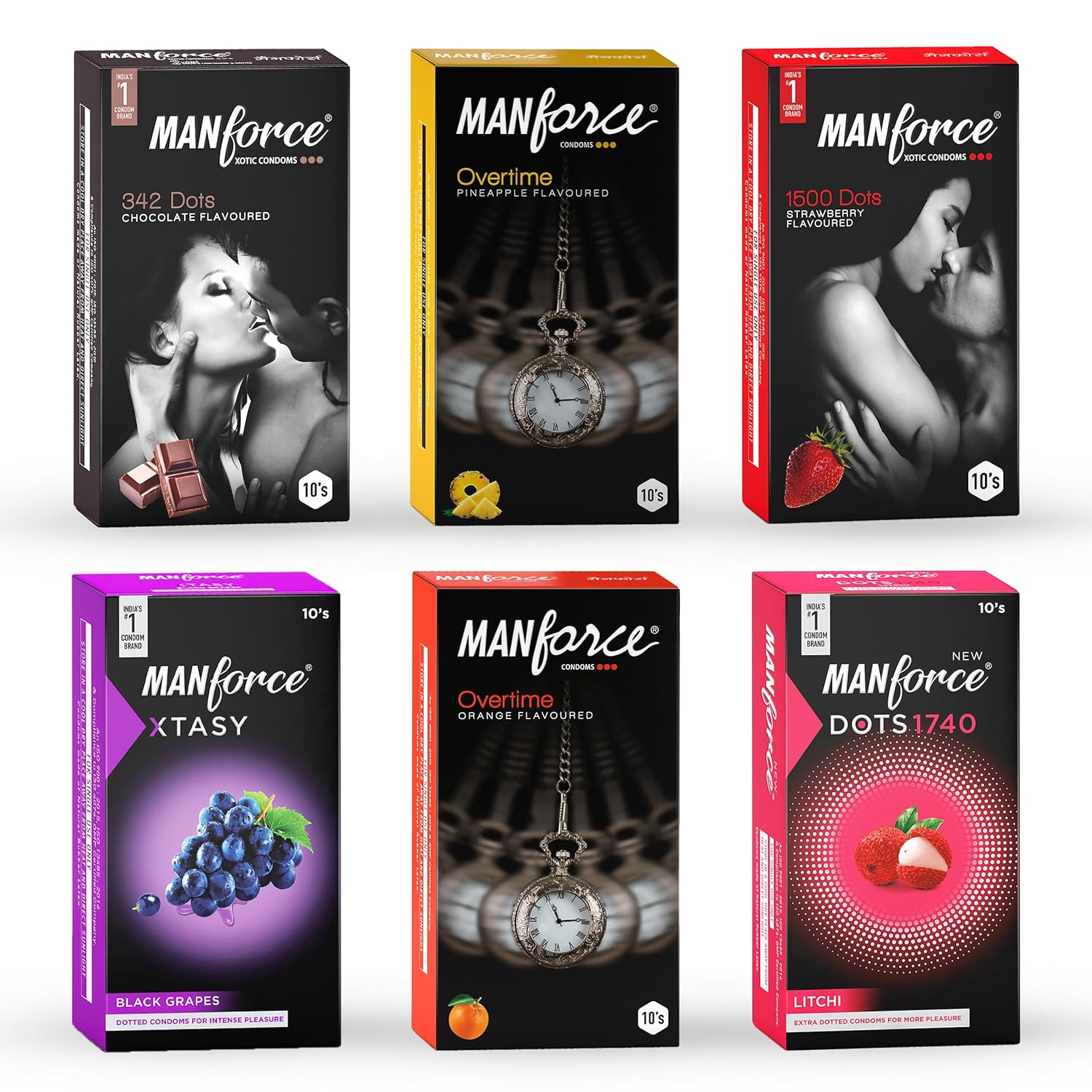 Manforce Multi-Variant Flavoured Condoms - 10 Pieces (Pack of 6) Transparent Large view 2