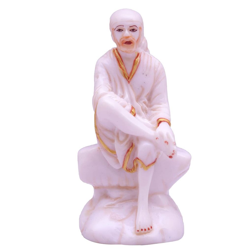 Craftlayout Marble Dust Sai Baba Idol, White 3 Inch view 2
