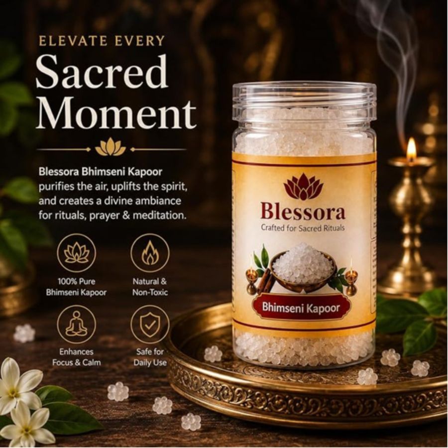 Bhimseni Camphor Kapoor - 100% Pure Organic Camphor for Pooja Hawan Meditation Aromatherapy & Home Fragrance view 2
