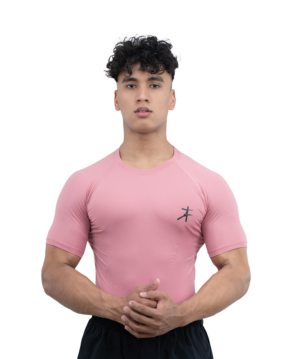 Athflex Men's Half Sleeve Edge Compression T-Shirt-Athletic Base Layer for Gym,Cycling,Training,Workout,Poly-Spandex Blend,Tactical Sportswear & Gymwear - carnation pink/S